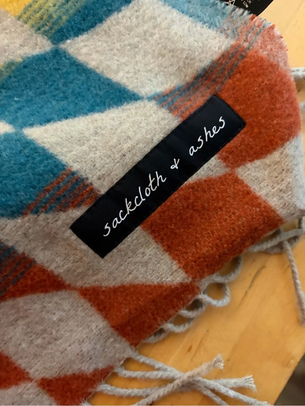 Woven Checkerboard Throw Blanket - Yellow, Orange, Teal, White